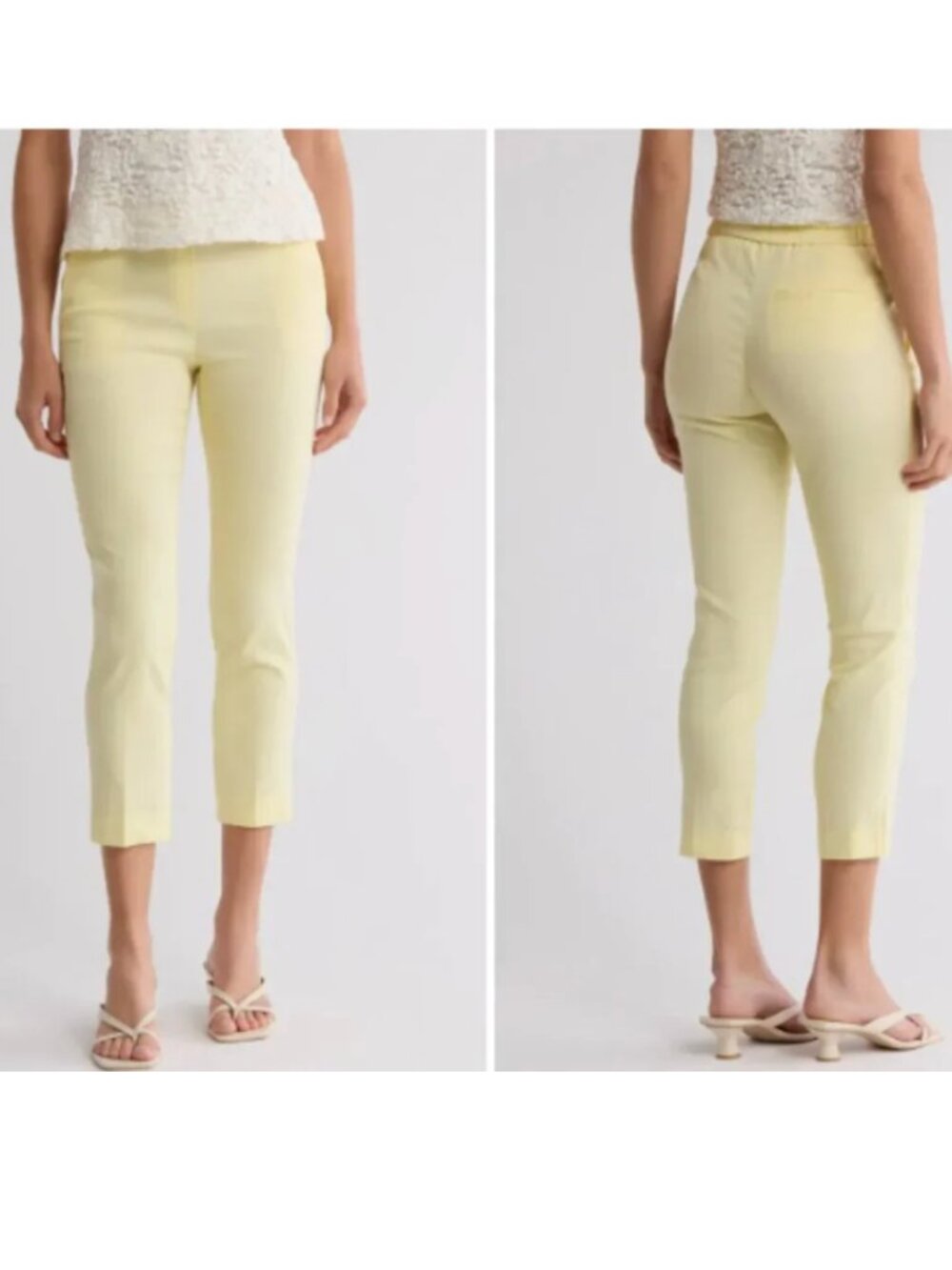 Theory Linen Treeca Pull On Eco Crunch Wash Neon Ankle Pant Size 8